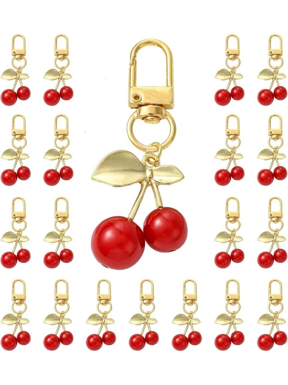Cute Cherry Keychain with Alloy Clasp - Perfect for Party Favors & Purse Charm